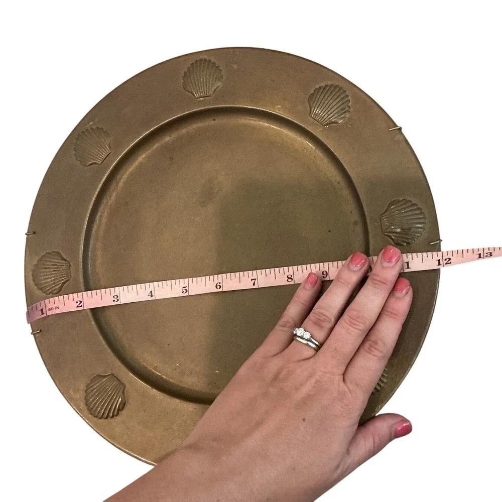 Vtg Wilton Armetale Brass Scallop Shell Decorative Charger Plate Coastal Beach